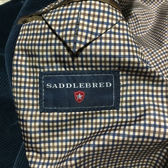 Saddlebred Corduroy Blazer Jacket Men’s 42 Navy Blue 2 Button 100% Cotton - Picture 10 of 11